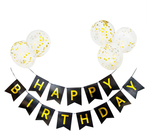 1 HAPPY BIRTHDAY Party Banner With 5 Balloons