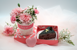 Crepe Cake Slice with Flower Cup and Macaron