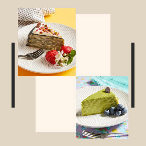 2 Slices - Pistachio and Matcha Mille Crêpes Slice Set