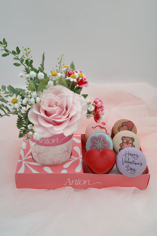 Valentine's Macaron Flower Cup Set