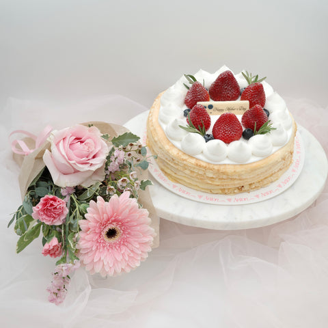 Tres Leche Crepe Cake 6" with Bouquet